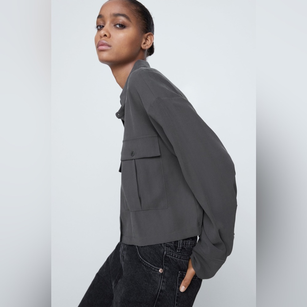 NWT Zara oversize cropped shirt size xs